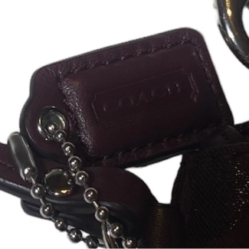 Coach Burgundy Merlot Signature Jacquard Zip Wristlet Turn Lock - Picture 10 of 11